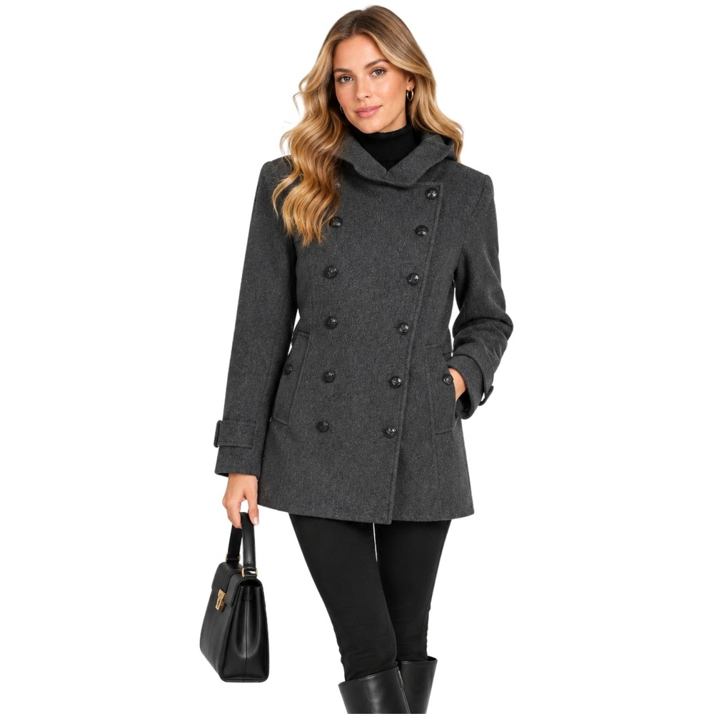 Rag & Bone Coat Womens XS Gray Wool Double Breasted Nautical Jacket Outdoor